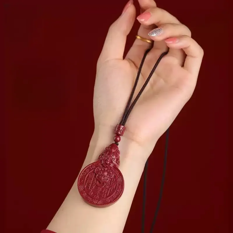 MY WORLD BEGINS AND ENDS WITH YOU Reconstructed Cinnabar Pendants Unisex-1