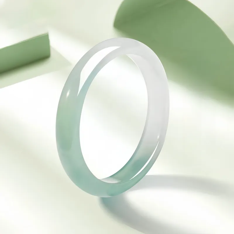 MY WORLD BEGINS AND ENDS WITH YOU Natural Chalcedony Jade Bangles Women's-1