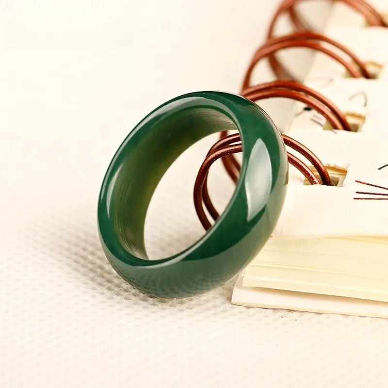 MY WORLD BEGINS AND ENDS WITH YOU Hetian Jade Rings Green Jade Unisex-2