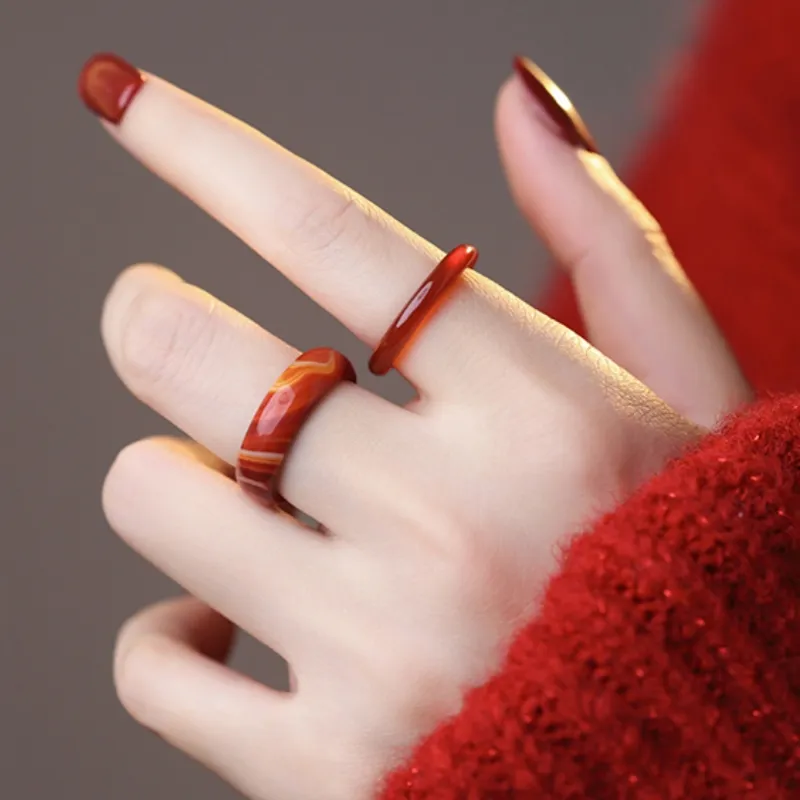 MY WORLD BEGINS AND ENDS WITH YOU Natural Agate Rings Unisex-5