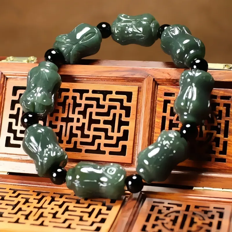MY WORLD BEGINS AND ENDS WITH YOU Hetian Jade Bracelets Green Jade Men-2