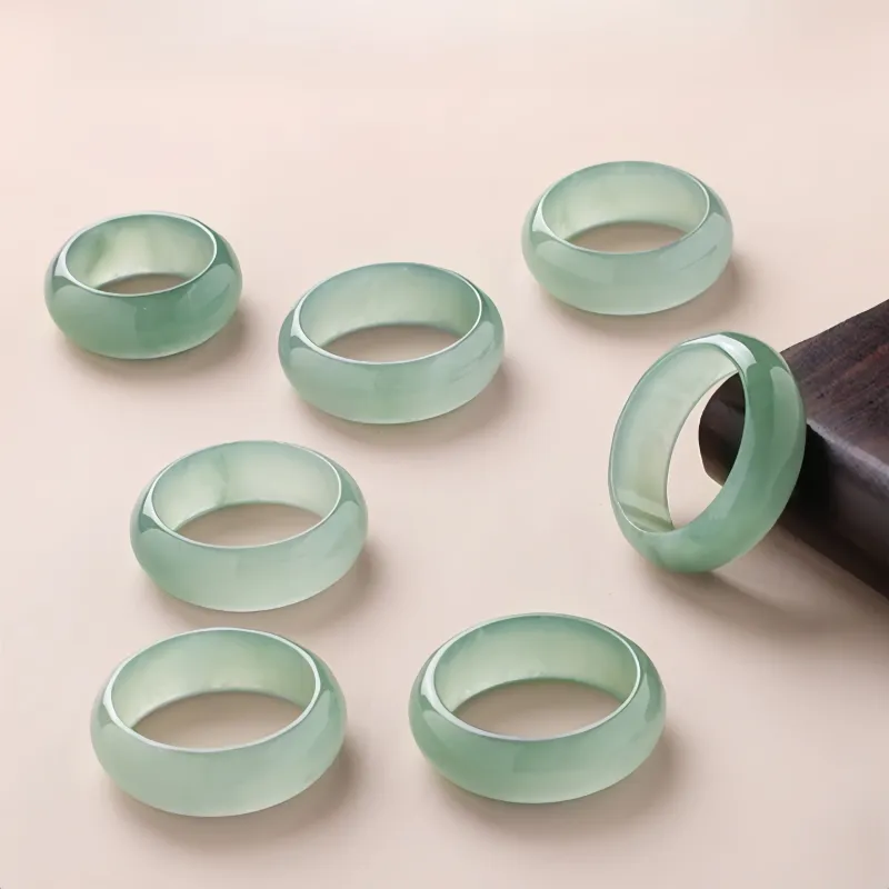 MY WORLD BEGINS AND ENDS WITH YOU Glutinous Jade Jadeite Rings Unisex-4