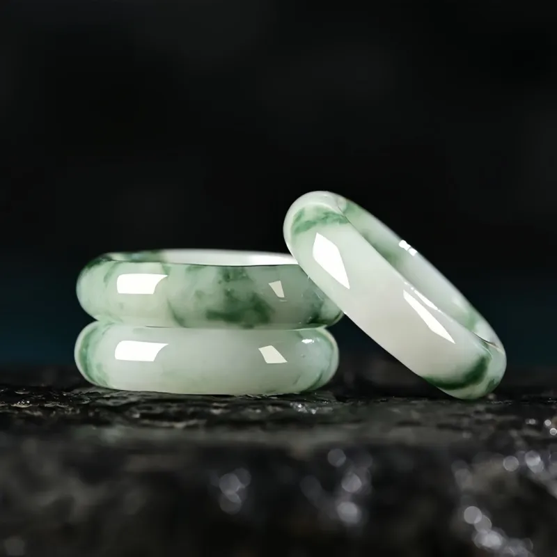 MY WORLD BEGINS AND ENDS WITH YOU Bean Type Jadeite Rings Unisex-1