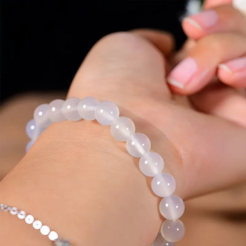MY WORLD BEGINS AND ENDS WITH YOU Chalcedony Jade Bracelets Unisex-13
