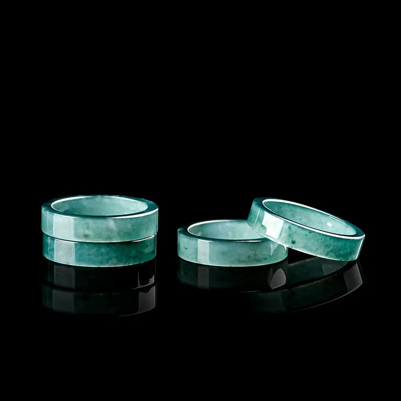 MY WORLD BEGINS AND ENDS WITH YOU Ice Glutinous Jadeite Rings Unisex-3
