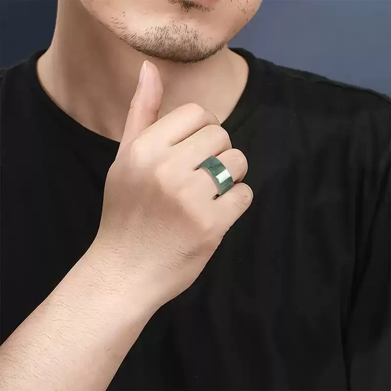 MY WORLD BEGINS AND ENDS WITH YOU Bean Type Jadeite Rings Unisex-2