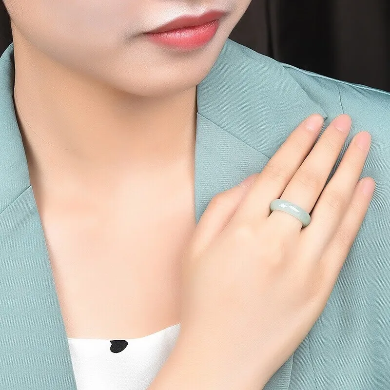 MY WORLD BEGINS AND ENDS WITH YOU Glutinous Jade Jadeite Rings Unisex-1