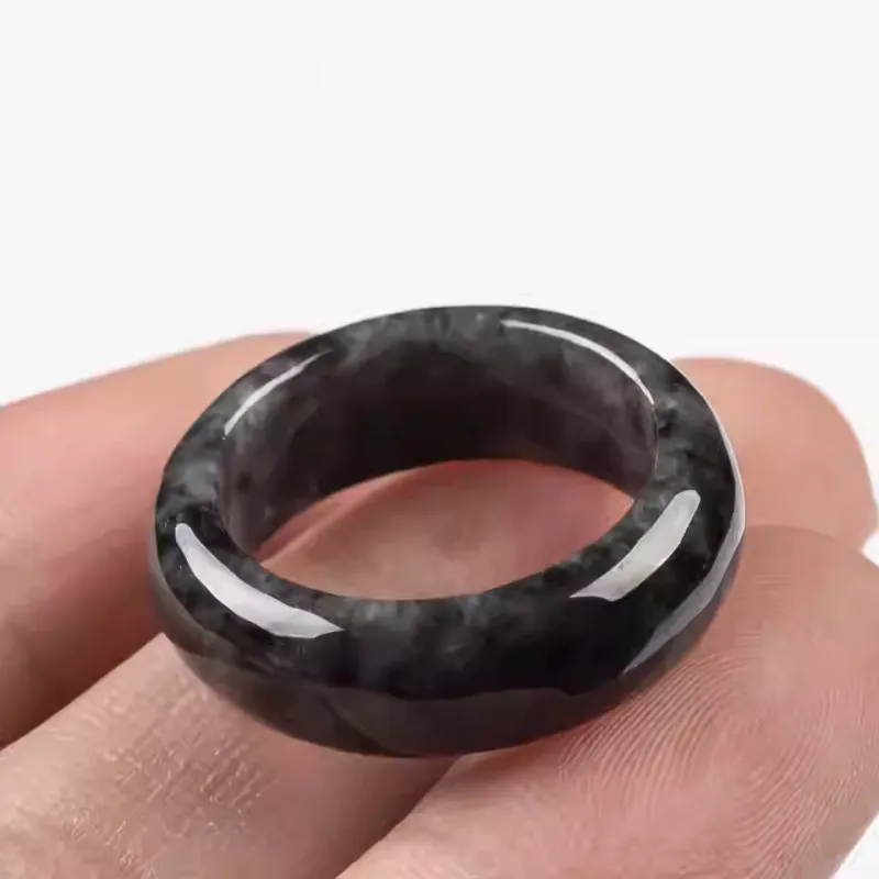 MY WORLD BEGINS AND ENDS WITH YOU Bean Type Jadeite Rings Unisex-5