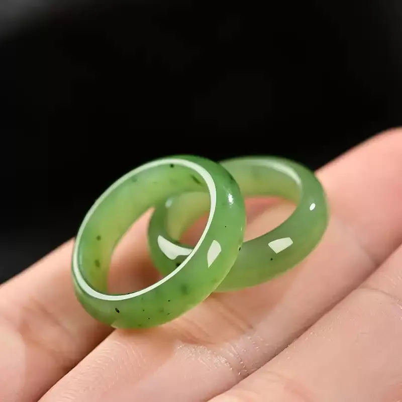 MY WORLD BEGINS AND ENDS WITH YOU Hetian Jade Rings Jasper Unisex-3
