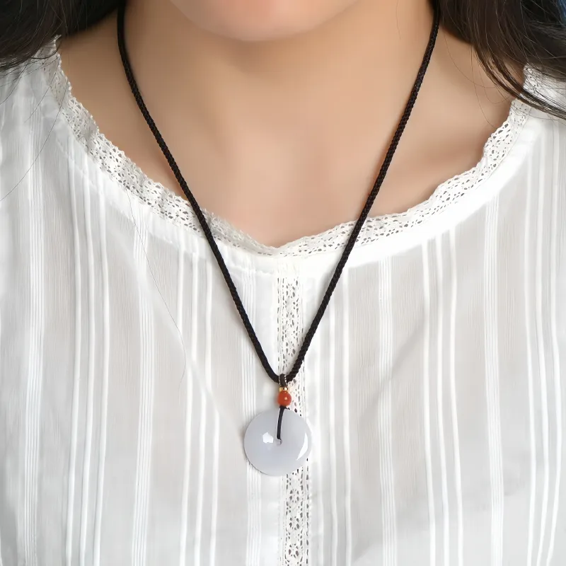 MY WORLD BEGINS AND ENDS WITH YOU Bean Type Jadeite Necklaces Unisex-1