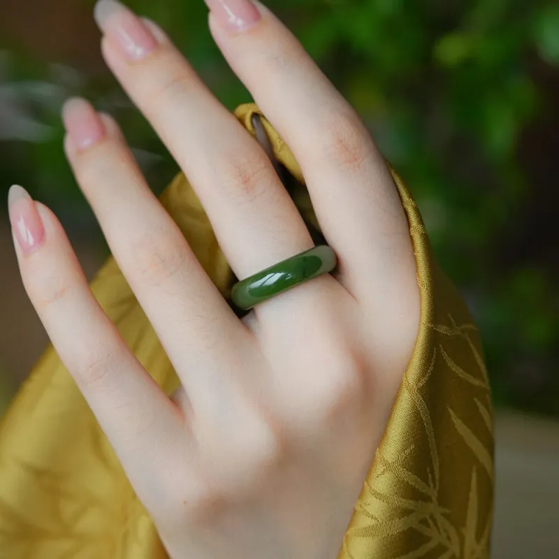 MY WORLD BEGINS AND ENDS WITH YOU Hetian Jade Rings Jasper Unisex-3