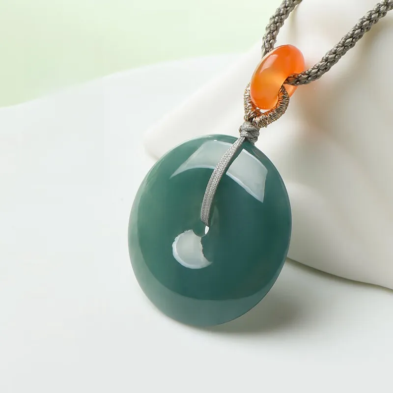 MY WORLD BEGINS AND ENDS WITH YOU Ice Glutinous Jadeite Necklaces Unisex-2