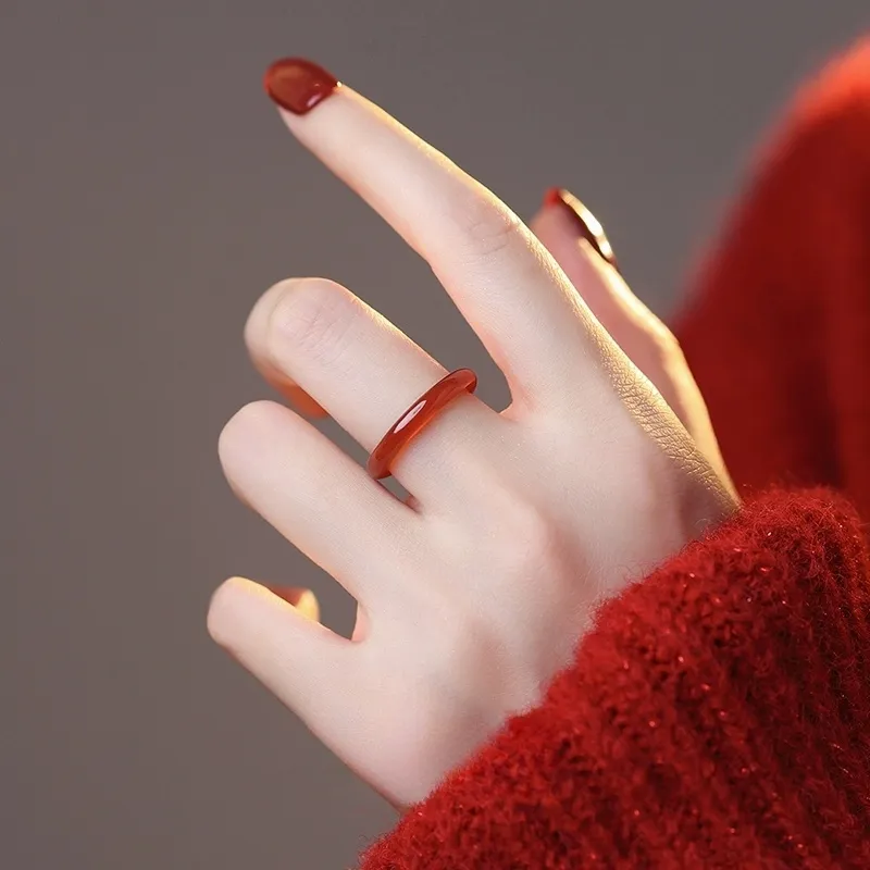 MY WORLD BEGINS AND ENDS WITH YOU Natural Agate Rings Unisex-4