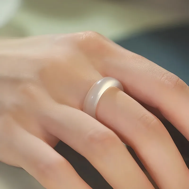 MY WORLD BEGINS AND ENDS WITH YOU Chalcedony Jade Rings Unisex-2
