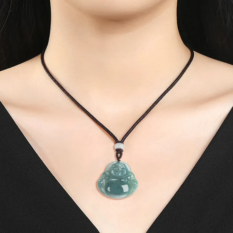 MY WORLD BEGINS AND ENDS WITH YOU Ice Glutinous Jadeite Necklaces Women's-4
