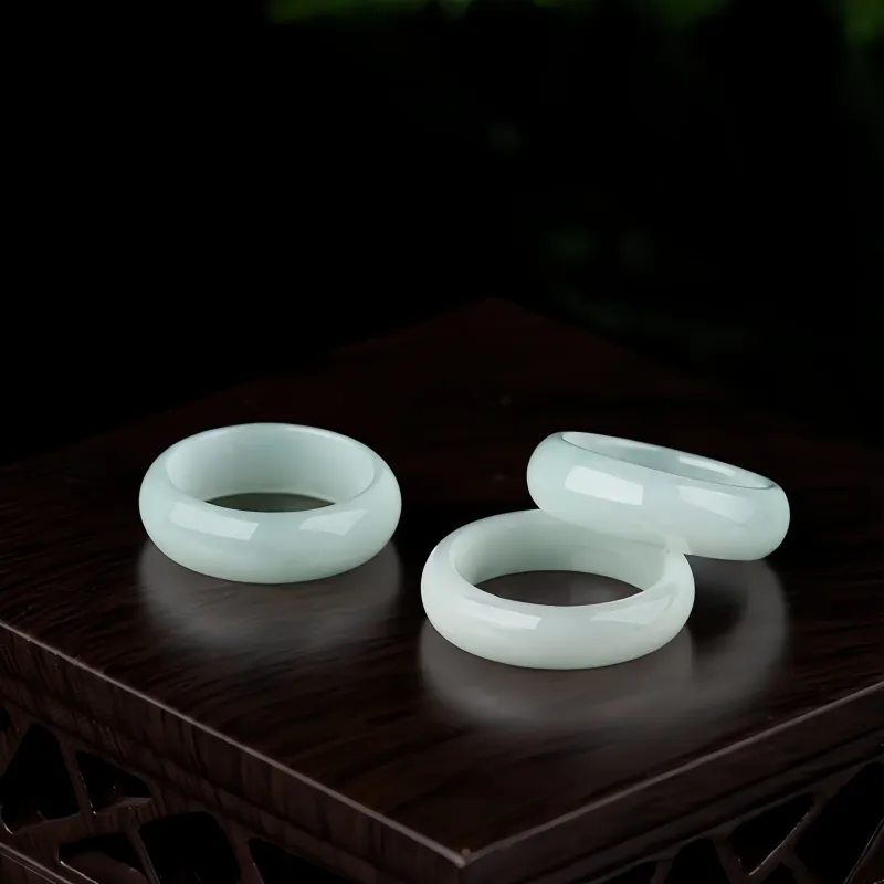 MY WORLD BEGINS AND ENDS WITH YOU Glutinous Jade Jadeite Rings Unisex-4