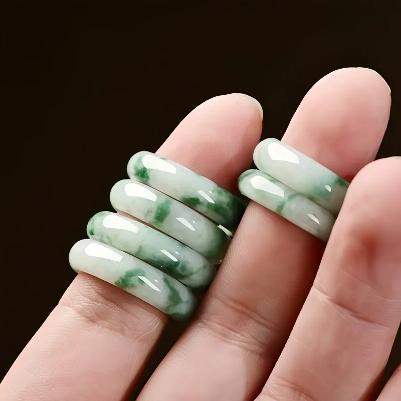 MY WORLD BEGINS AND ENDS WITH YOU Bean Type Jadeite Rings Unisex-4