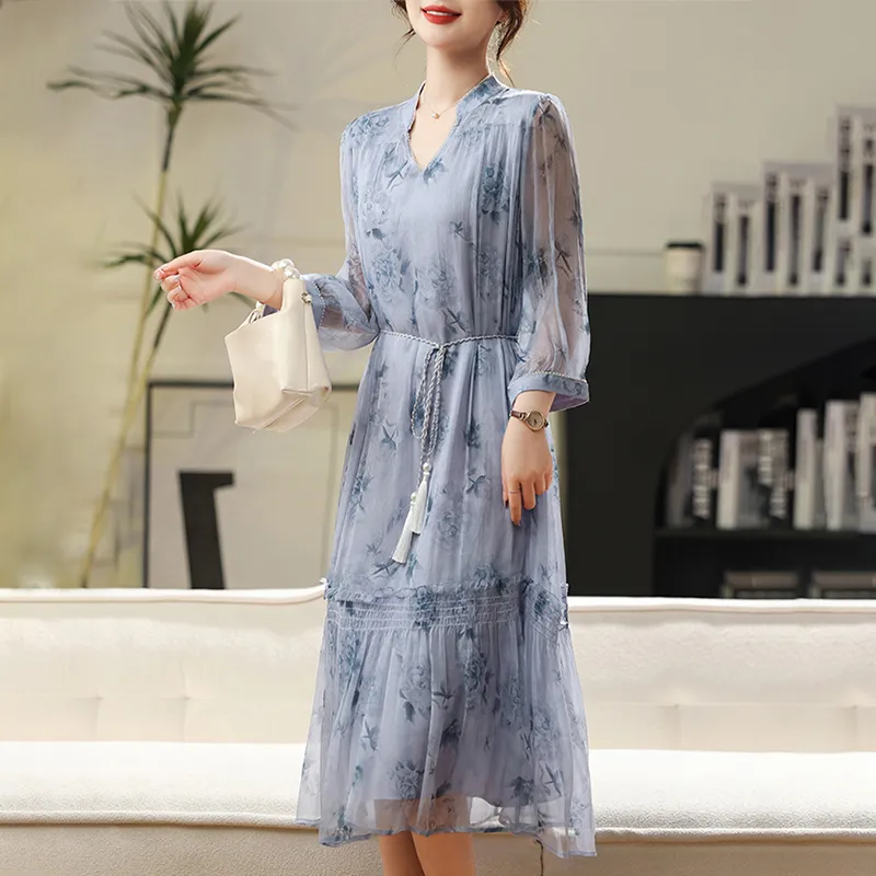 Kele Coco Short Sleeved Dress Women's Haze Blue-5