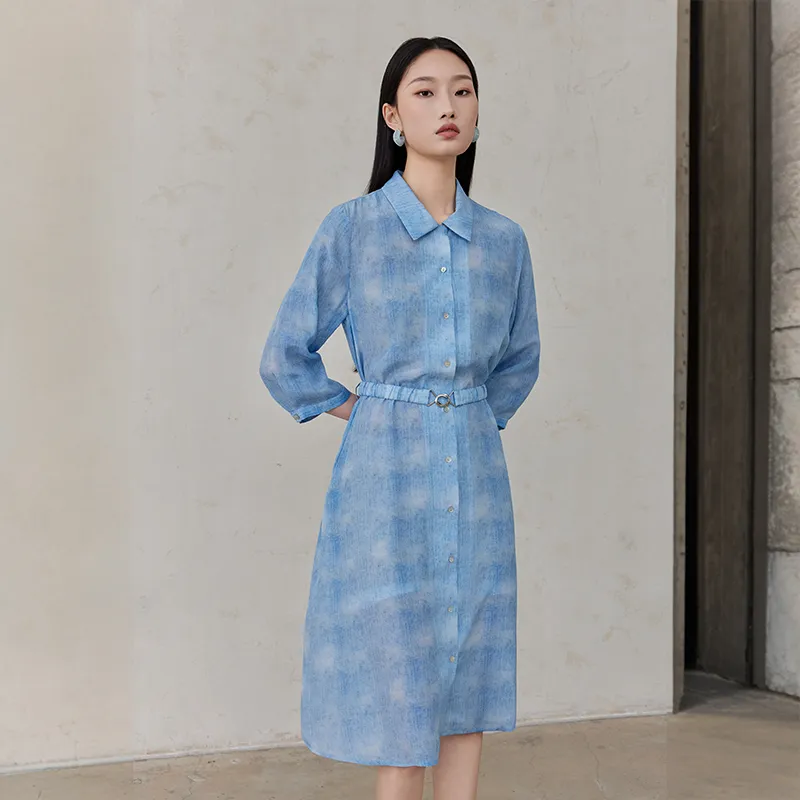 Kele Coco Short Sleeved Dress Women's Denim Blue-4
