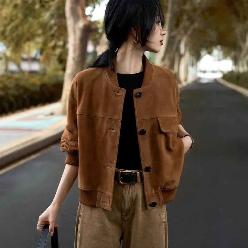 Kele Coco Leather Jacket Women's Sweet Brown-5