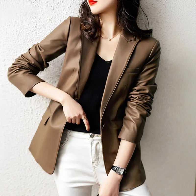 Kele Coco Leather Jacket Women's Gold Brown-2