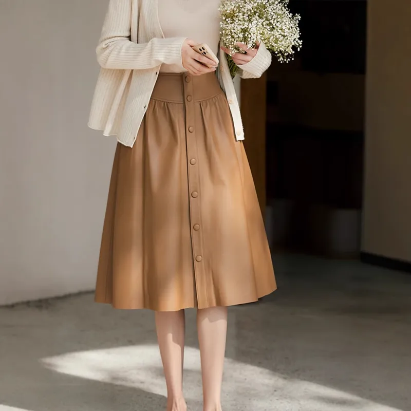 Kele Coco Leather Long Skirts Women's-1