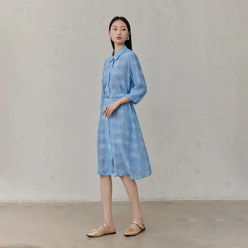 Kele Coco Short Sleeved Dress Women's Denim Blue-3
