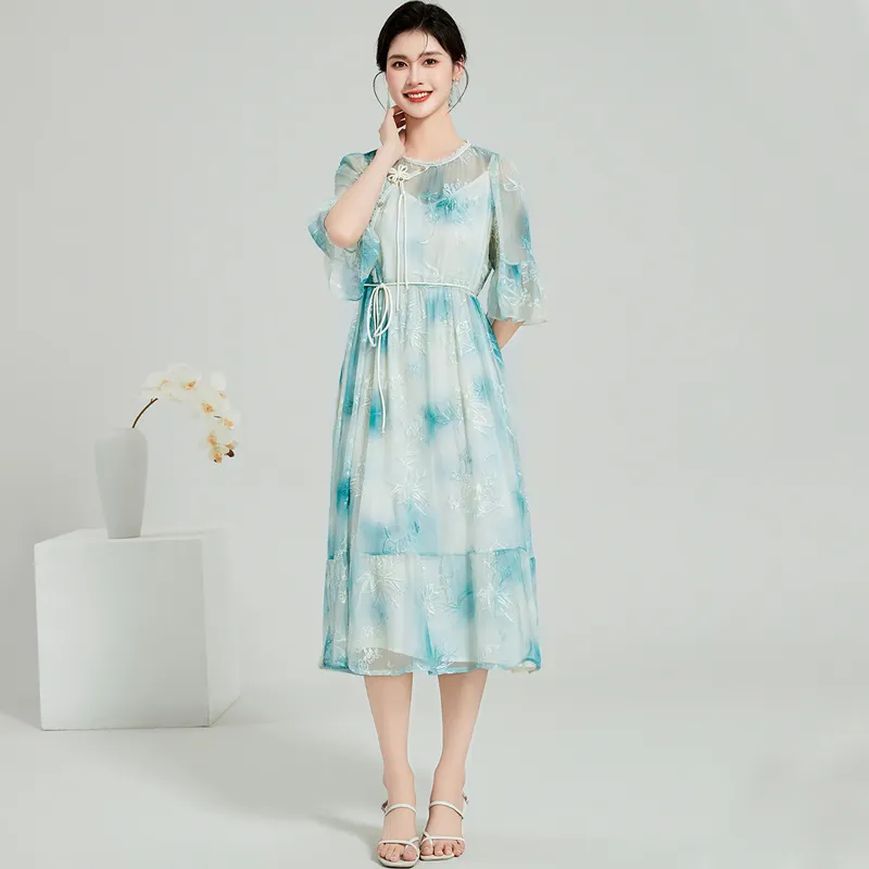 Kele Coco Short Sleeved Dress Women's Blue-4