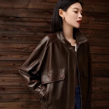 Kele Coco Leather Jacket Women's Dark Brown