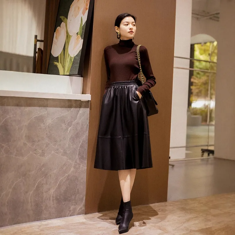 Kele Coco Leather Long Skirt Women's-2