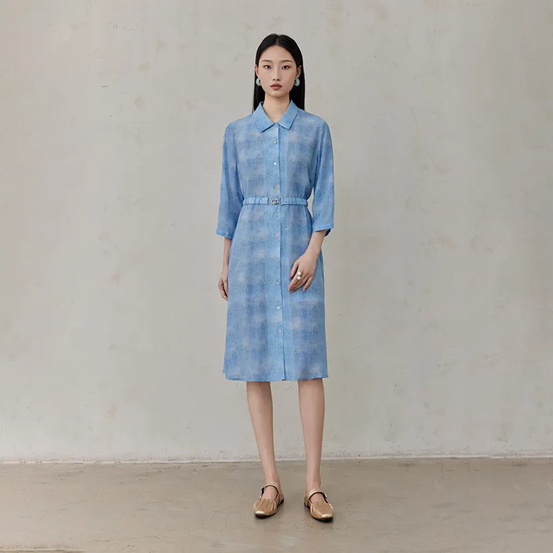 Kele Coco Short Sleeved Dress Women's Denim Blue-2