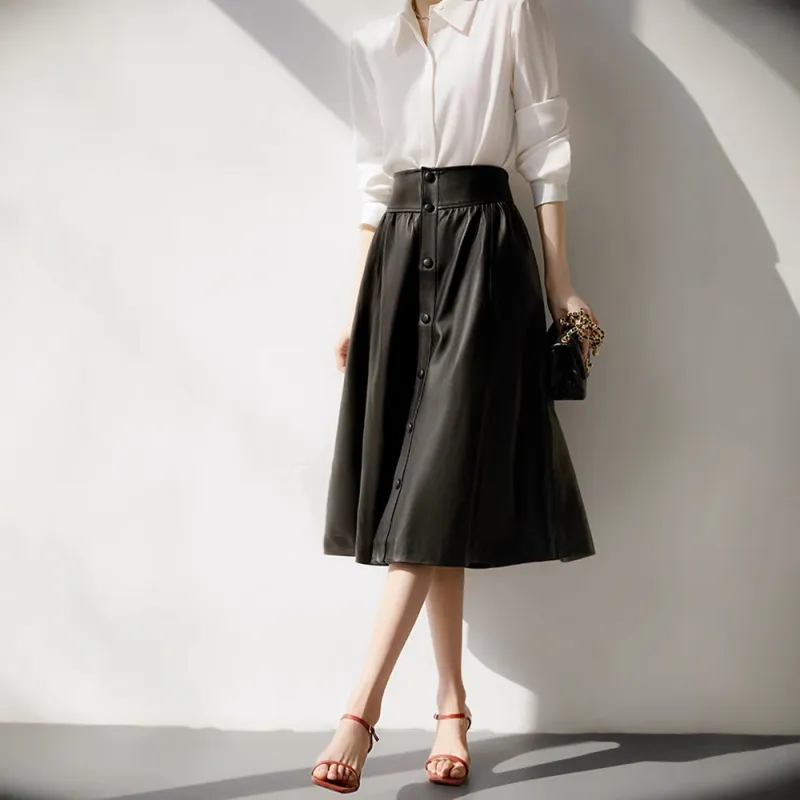 Kele Coco Leather Long Skirts Women's-6