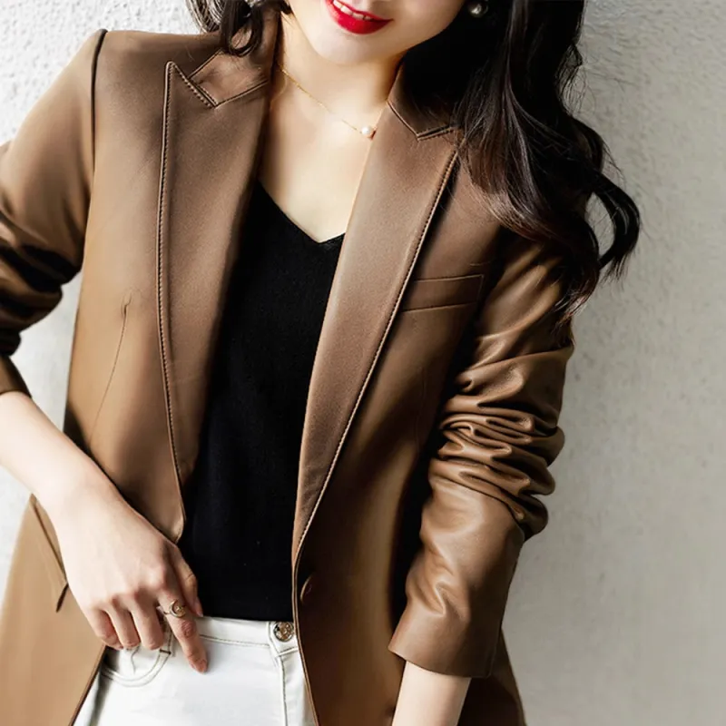 Kele Coco Leather Jacket Women's Gold Brown-3