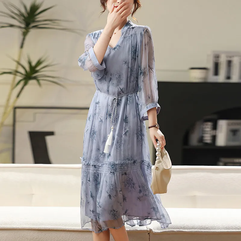 Kele Coco Short Sleeved Dress Women's Haze Blue-4