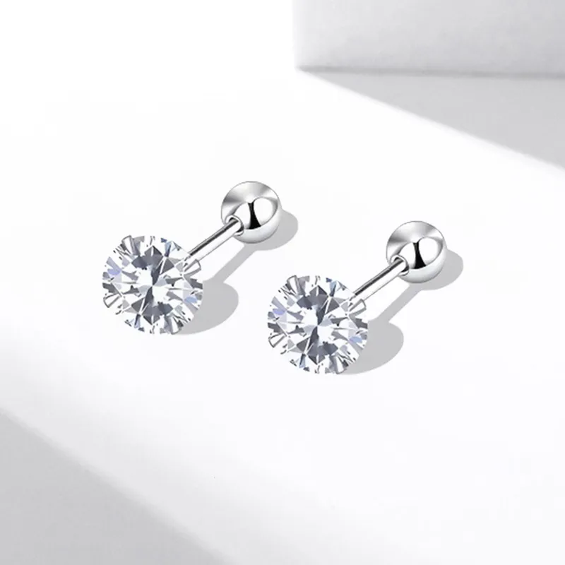 SECU Sterling Silver Stud Earrings Unisex-3