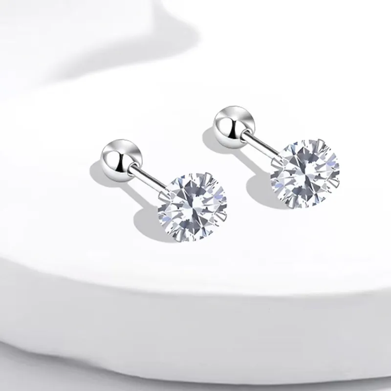SECU Sterling Silver Stud Earrings Unisex-4