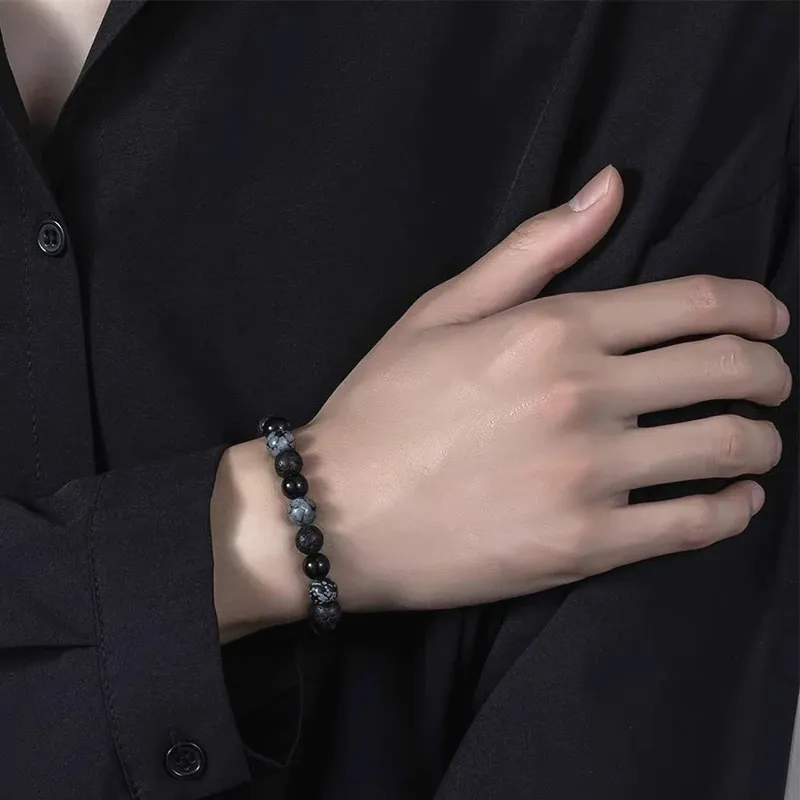 SECU Obsidian, Volcanic Stone, Snowflake Obsidian Bracelets Unisex-1