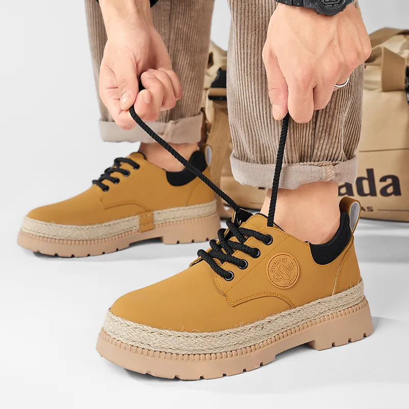 GAISIMA Casual Shoes Men Low Top Blue/Beige Yellow-5