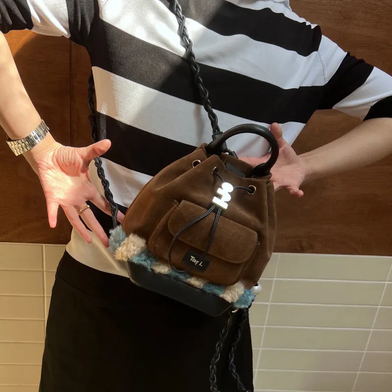 Tagi. Cow Leather Backpack Mini Women's Denim Sand Dune-3