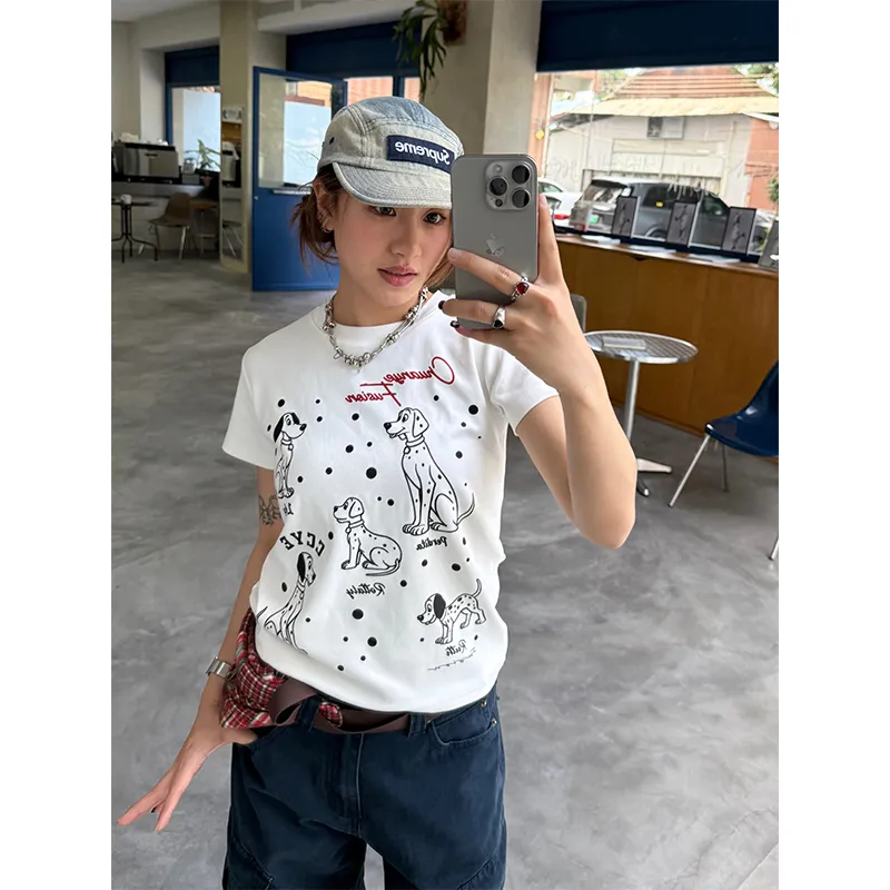 CHUANCHUANYEJIA Set in Sleeve T Shirt Women's-3