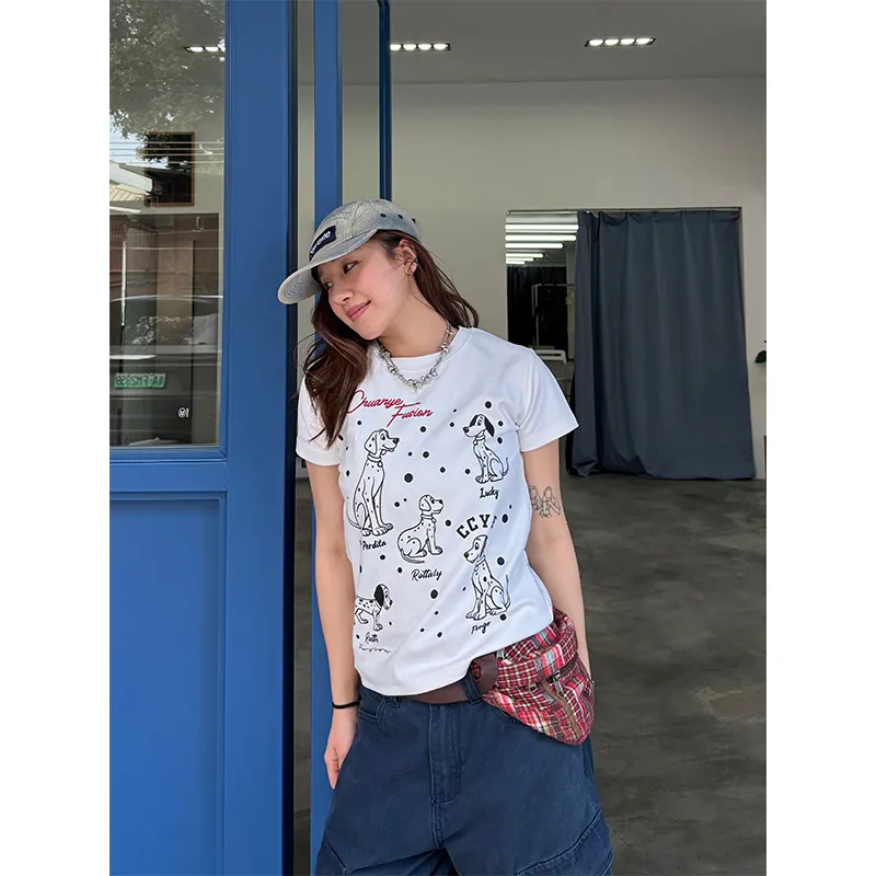 CHUANCHUANYEJIA Set in Sleeve T Shirt Women's-2