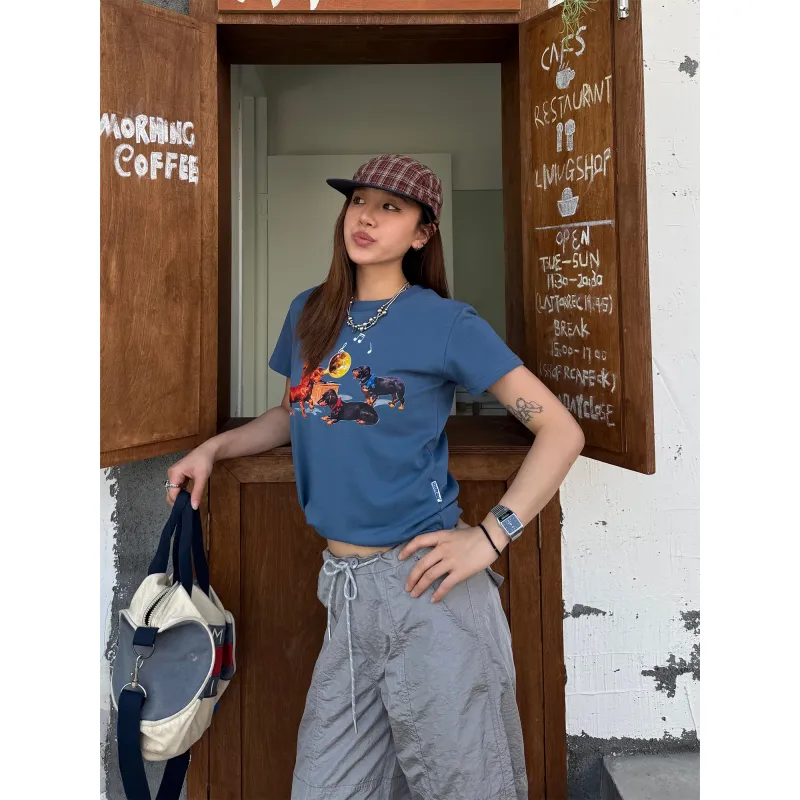 CHUANCHUANYEJIA Set in Sleeve T Shirt Women's-6