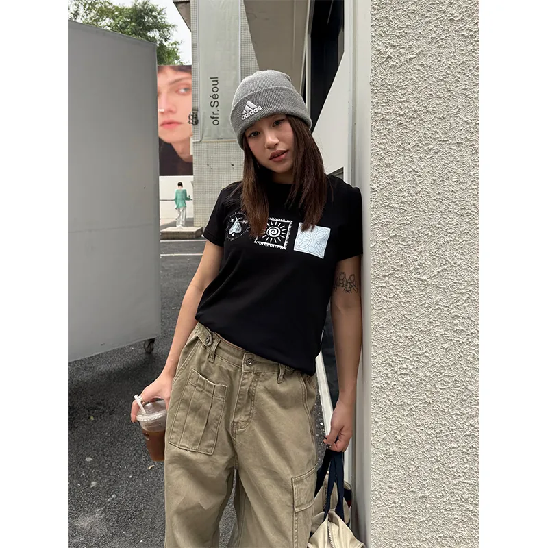 CHUANCHUANYEJIA Set in Sleeve T Shirt Women's-6
