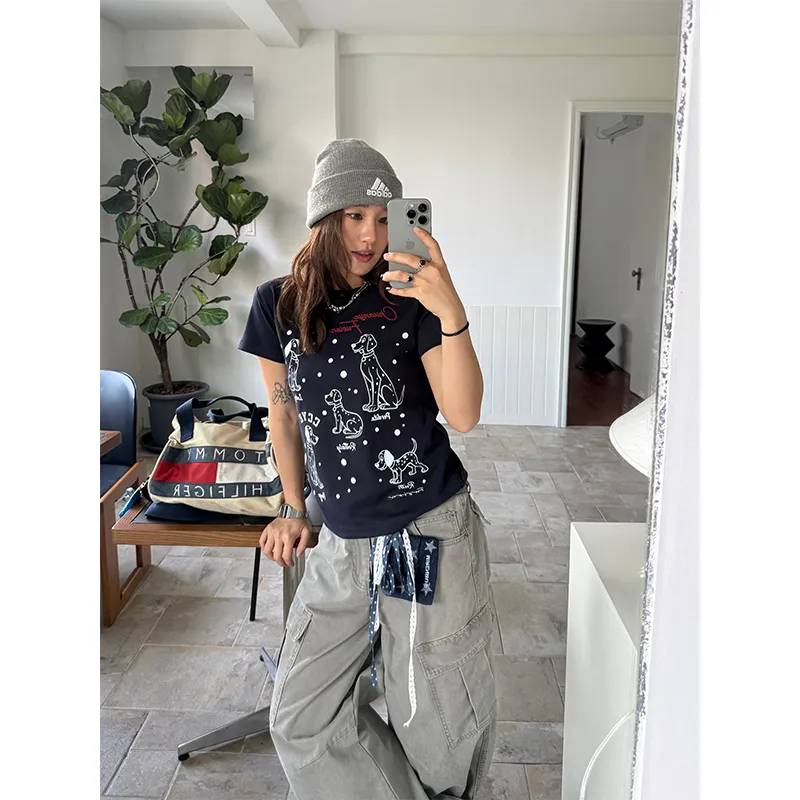 CHUANCHUANYEJIA Set in Sleeve T Shirt Women's-7