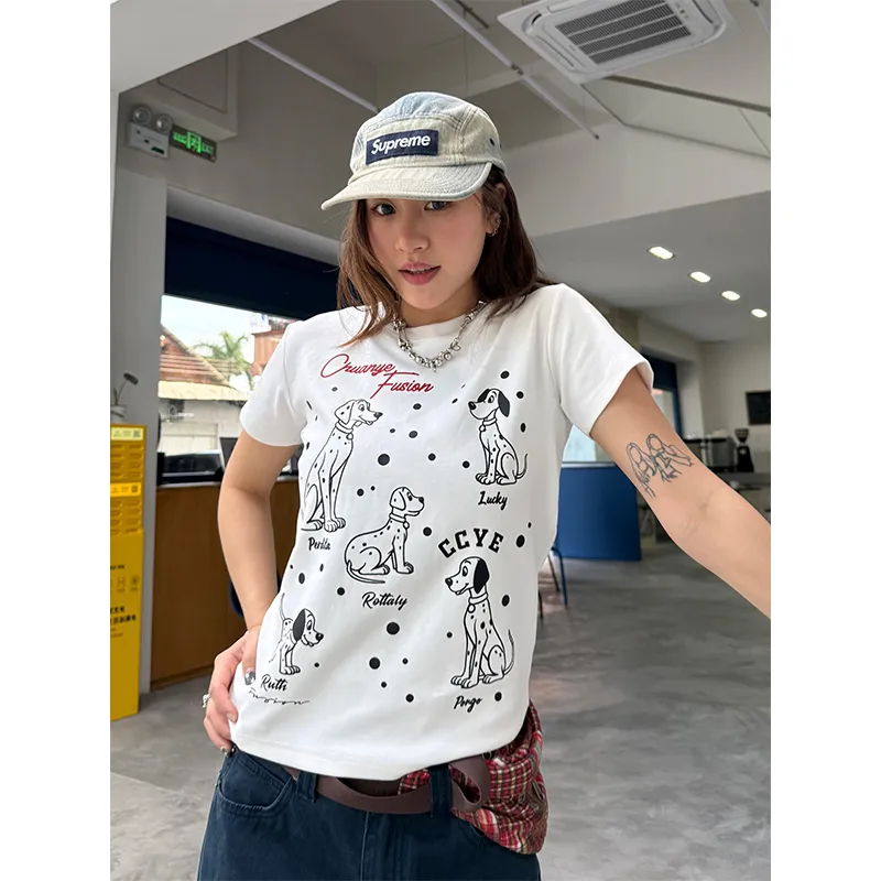 CHUANCHUANYEJIA Set in Sleeve T Shirt Women's-4