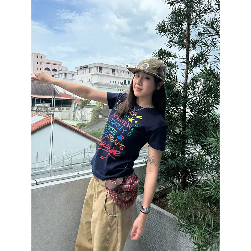 CHUANCHUANYEJIA Set in Sleeve T Shirt Women's-6