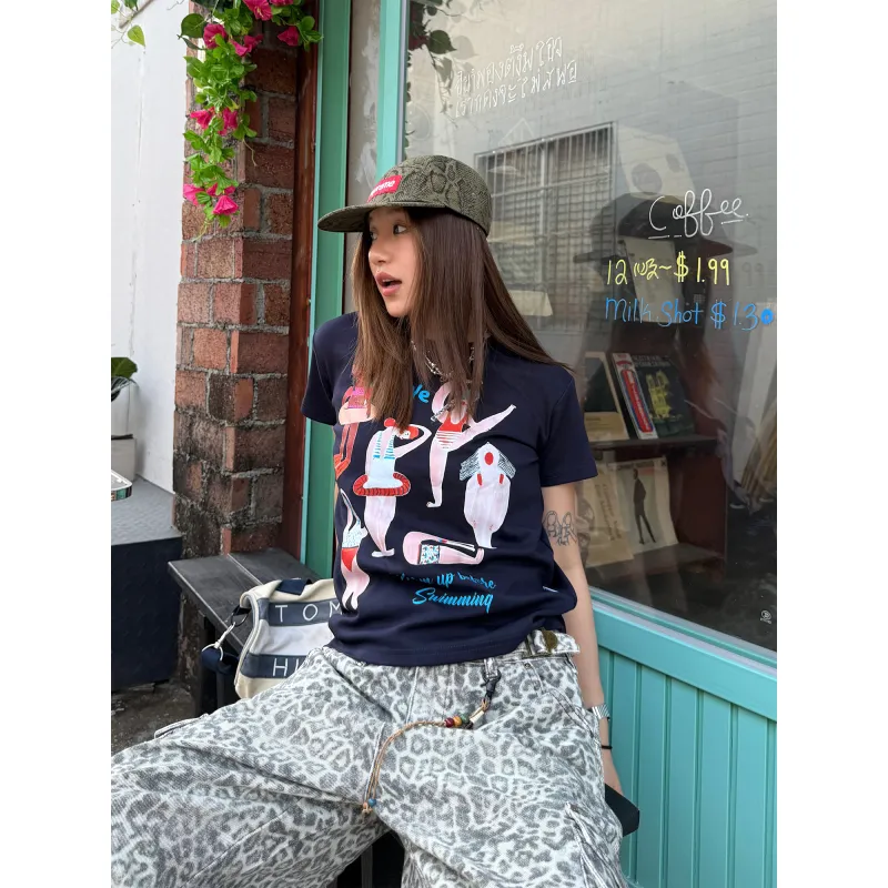 CHUANCHUANYEJIA Set in Sleeve T Shirt Women's-6