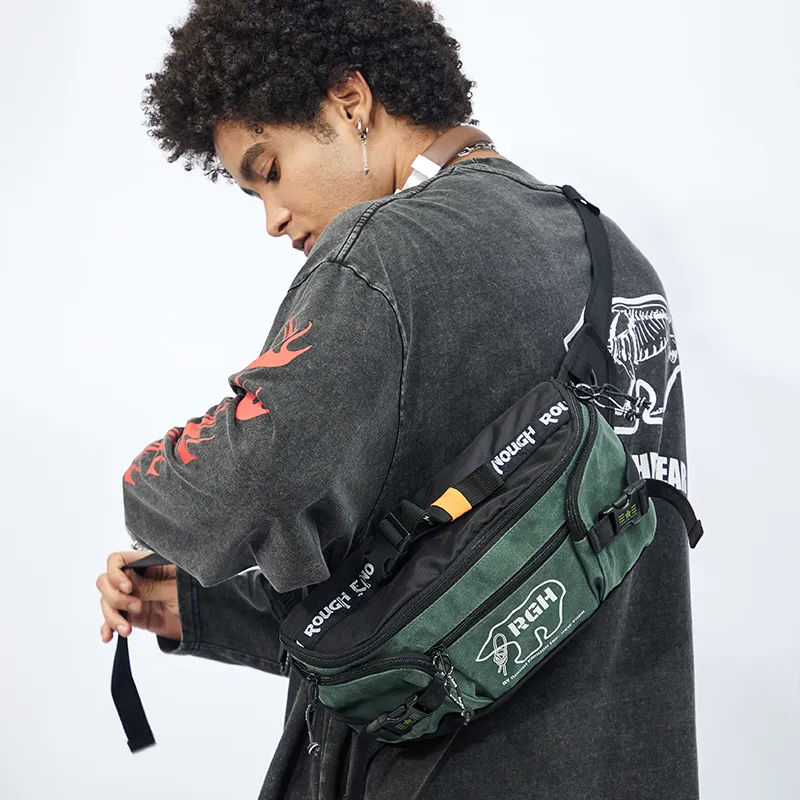 Rough Enough Canvas Bag Sling Bag Medium Size Unisex Army Green-2