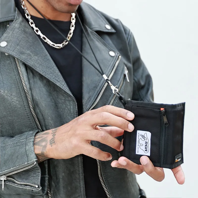 Rough Enough Nylon Coin Purse Hanging Bag Card Holder Wallet Medium Size Unisex Black-6
