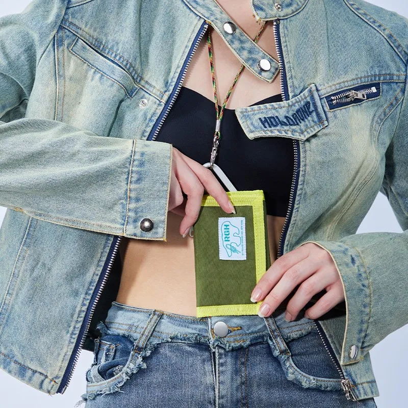 Rough Enough Canvas Wallet Medium Size Unisex Avocado Green-3